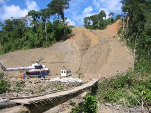 Camisea Pipeline construction cuts through old growth tropical rainforest in Peru/ courtesy of A.Goldstien /Survival Int
